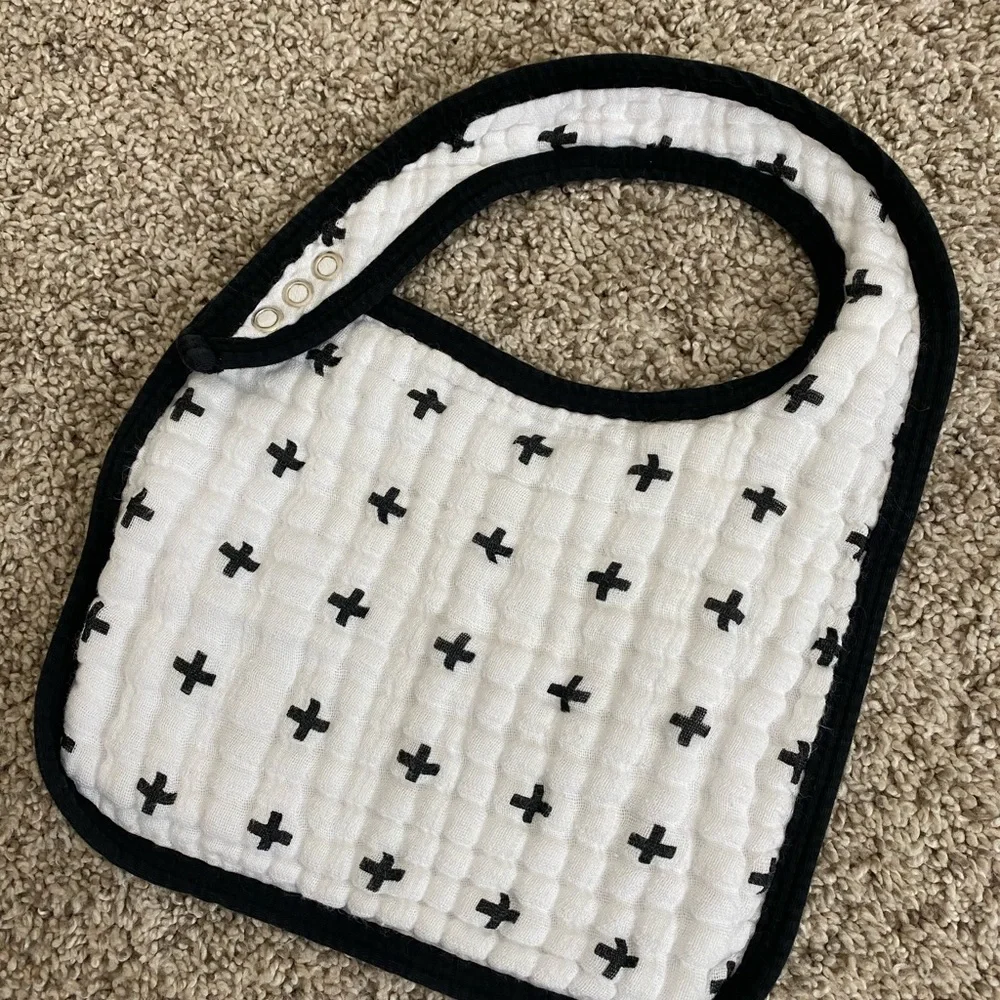 Bundle of 3- Modern Burlap Bibs - organic cotton monochrome black and white